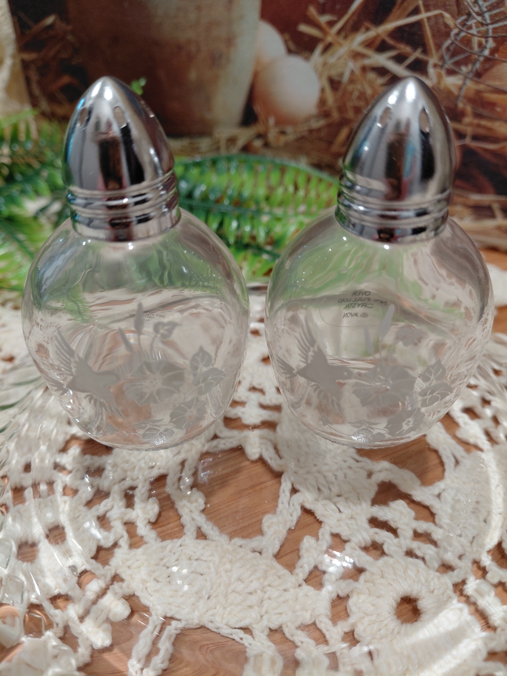 Avon Clear Glass Salt and Pepper Shakers with Silver Tops